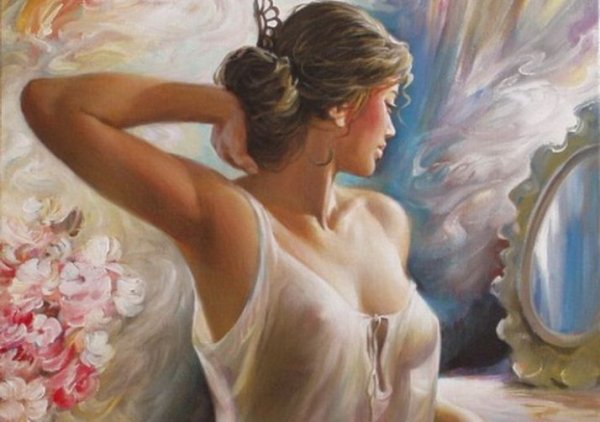 Картины нарисованные женской грудью