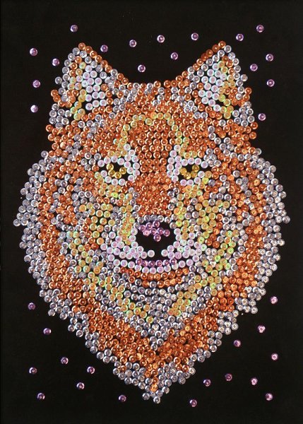 Мозаика из пайеток волк