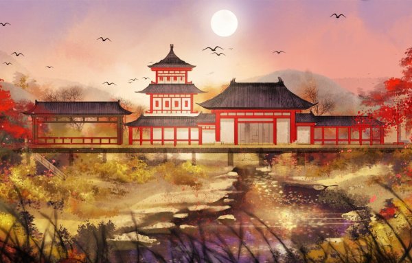 2д пейзаж Япония