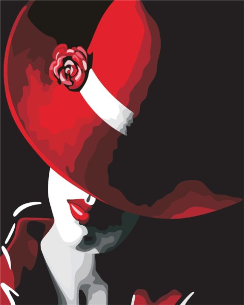 Дама в шляпе с красными губами