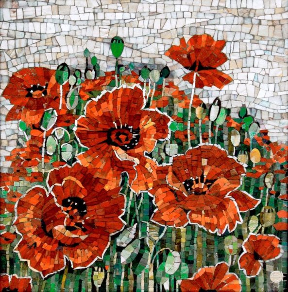 Маки мозаика смальта