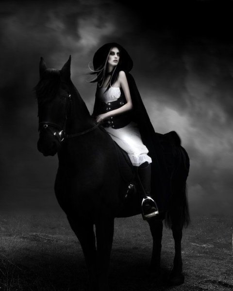 Женщина на черном коне