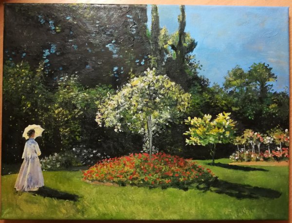 Клод Моне дама в саду