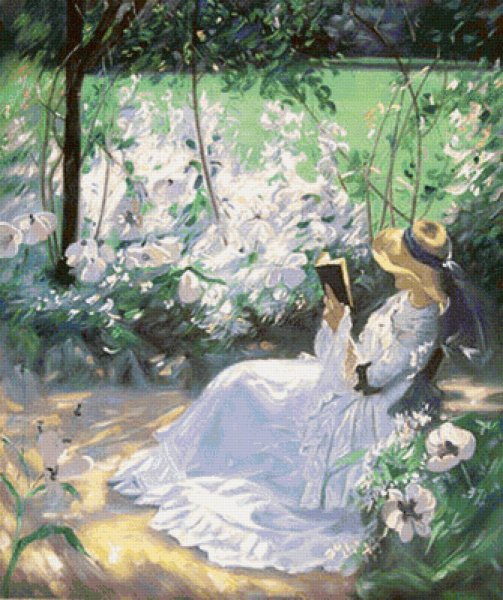 Клод Моне дама в саду