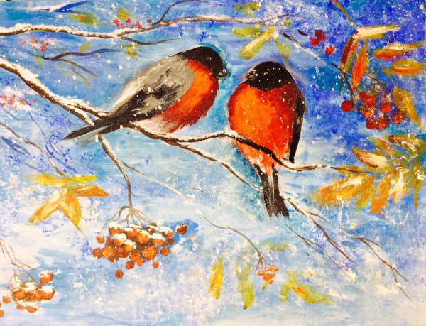 Зима гуашью