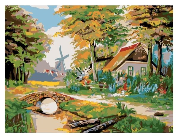 Домик в лесу гуашью