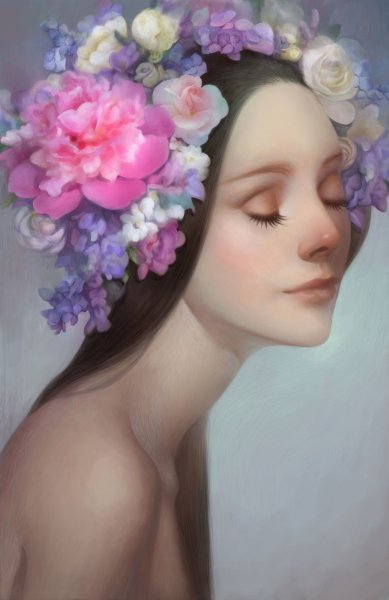 Женская голова в цветах