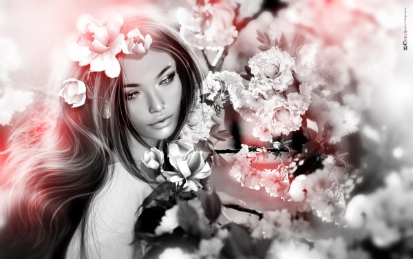 Фотообои девушка с цветами