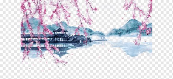 Азиатские пейзажи акварелью