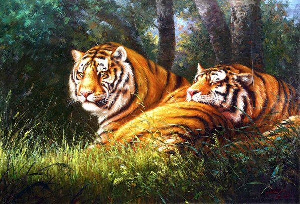 Тигр живопись