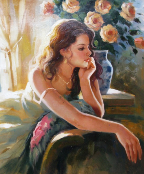 Задумчивая девушка картина