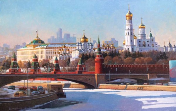 Вид на Московский Кремль картина