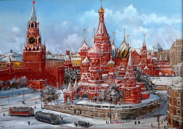 Спасская башня и собор Василия Блаженного