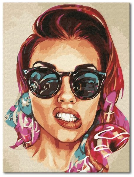 Нарисованная девушка в очках