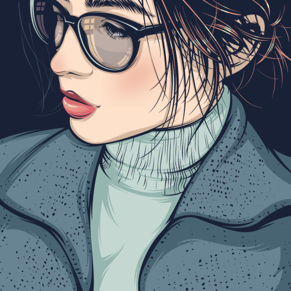 Нарисованная девушка в очках