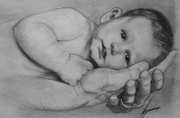 Младенец карандашом