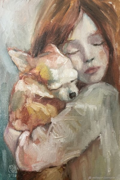 Девочка с собачкой картина