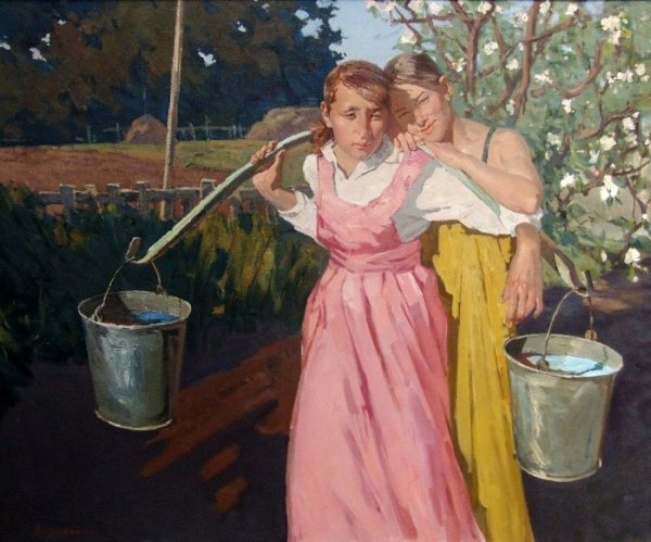 Картина женщина с коромыслом