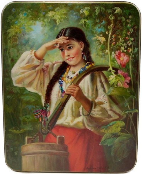 Русская девушка у колодца