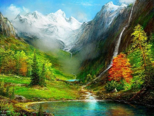 Алмазное хобби / алмазная мозаика "Васильковое поле", 55х55