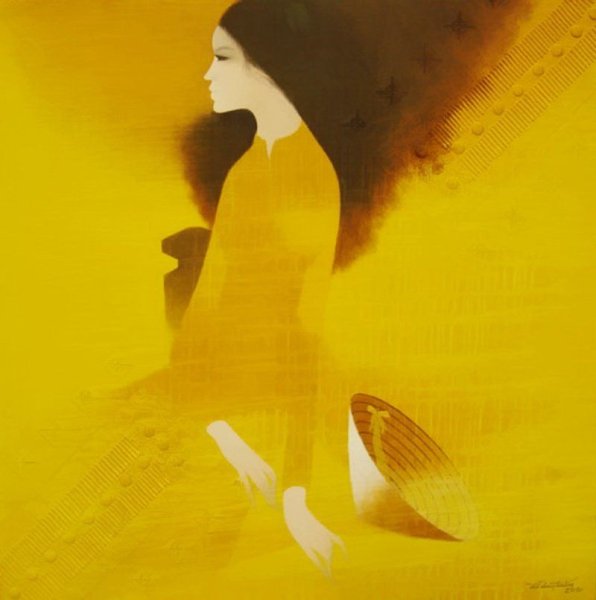 Женщина картины в желтых тонах