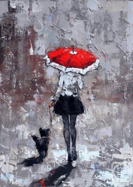 Картина девушка под дождем