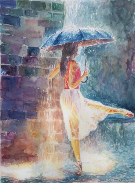 Александр Гунин картины девушка с зонтом