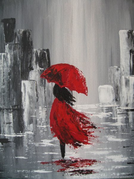 Девушка с красным зонтом