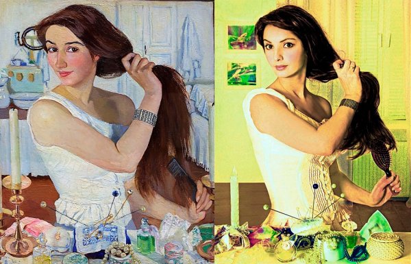 Зинаида Евгеньевна Серебрякова за туалетом. Автопортрет