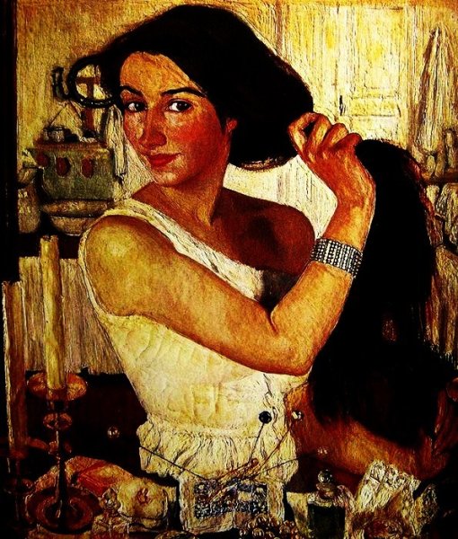 Зинаида Евгеньевна Серебрякова за туалетом. Автопортрет