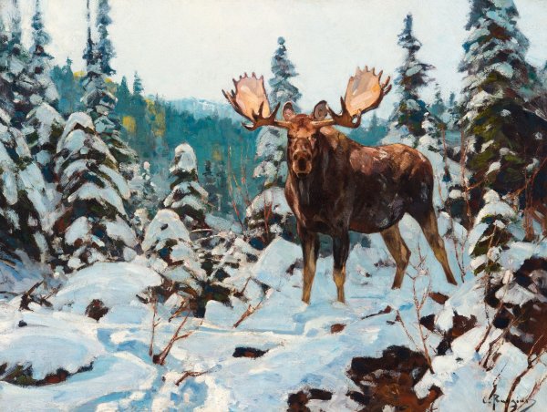 Лось живопись