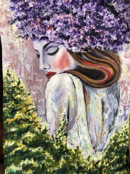 Марк Шампольский картины девушка с хризантемами