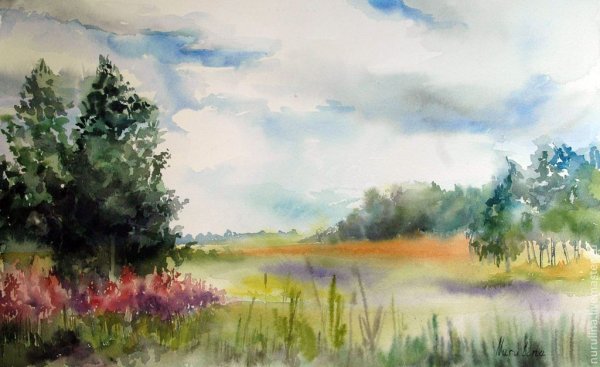 Пейзаж акварелью