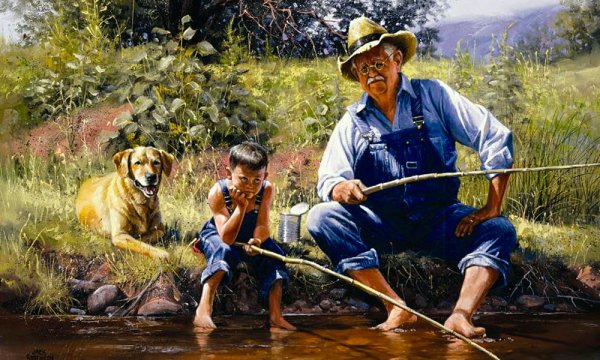 Картина мальчик с удочкой