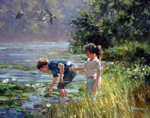 Дедушка с внуком на рыбалке