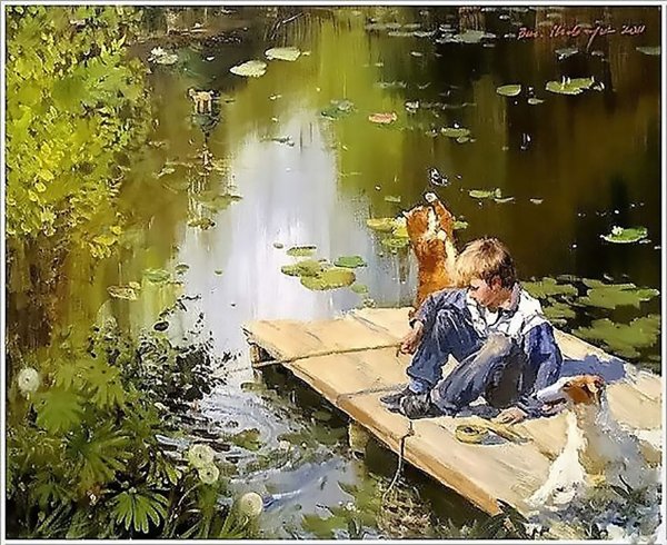 Летний пейзаж с людьми