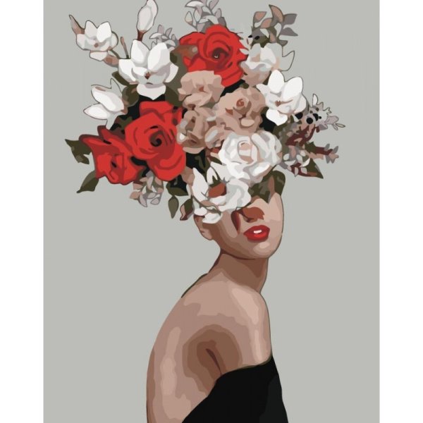 Портрет с букетом на голове живопись