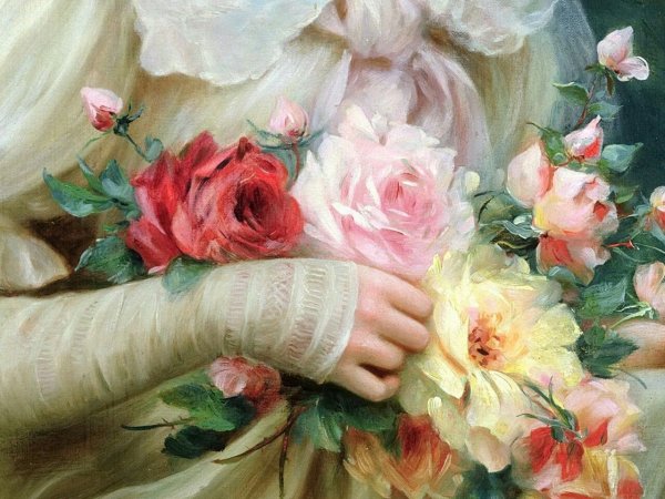 Счастливая девушка с розами