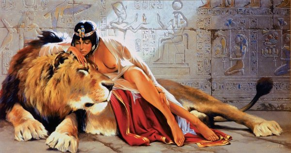 Картина Клеопатра со львом