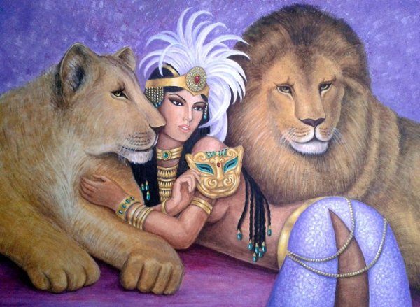 Египетская девушка со львом