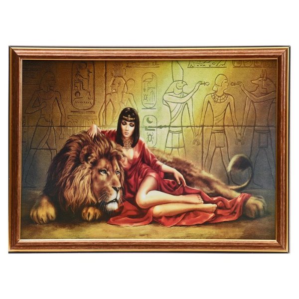 Картина девушка со львом