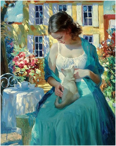 Девушка в платье живопись