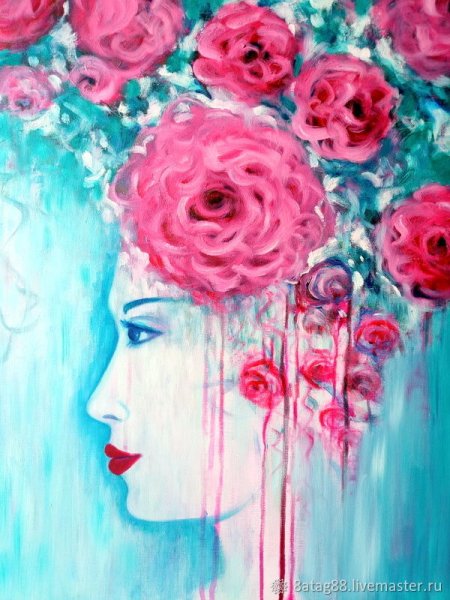 Картина в бирюзово розовых тонах