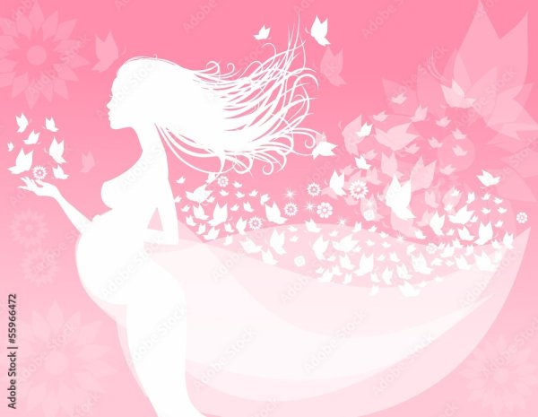 Нарисованная девушка в розовых тонах