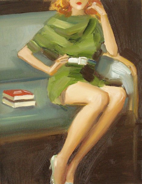 Картины художников дамы в зелёном платье