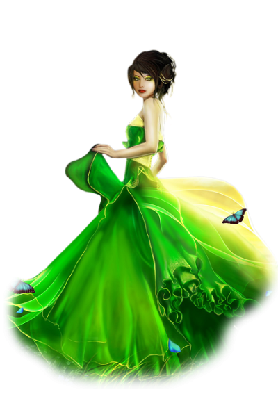 Девушки нарисованные в зеленом