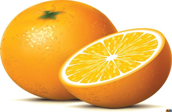 Апельсин на белом фоне