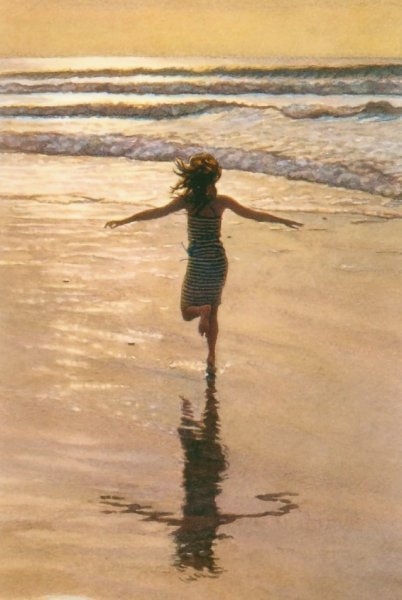 Картина девушка на пляже