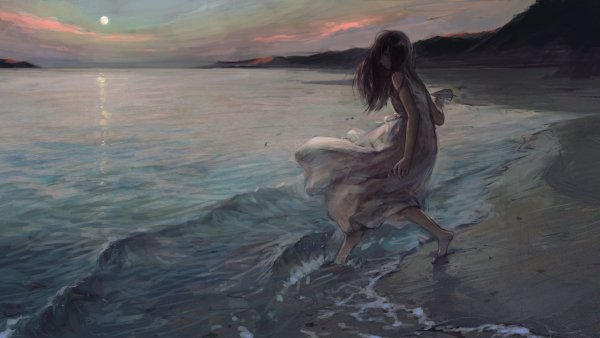 Девушка и море пейзаж