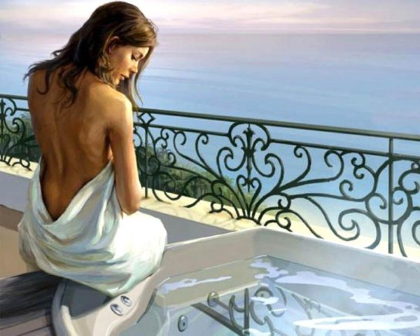 Пара на море живопись